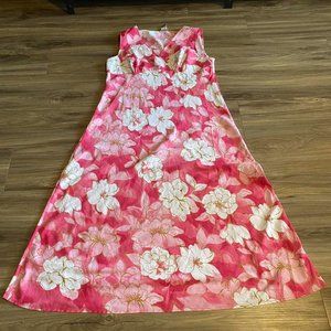 pink and white floral slip maxi dress size medium